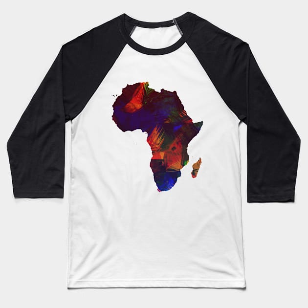 Africa Colorful Africa Continent Art Map Baseball T-Shirt by twizzler3b